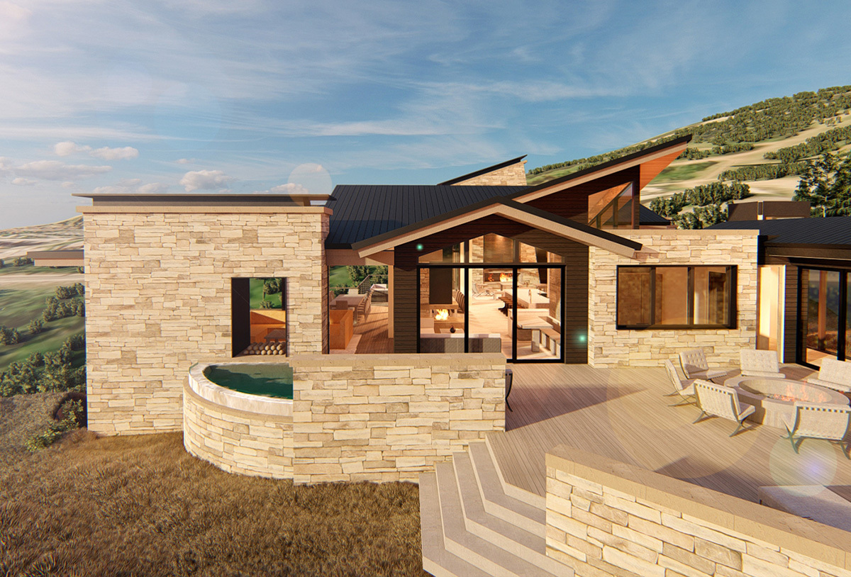 Park City Residence Rendering Exterior Fire Pit Patio 2023 06 08 171141