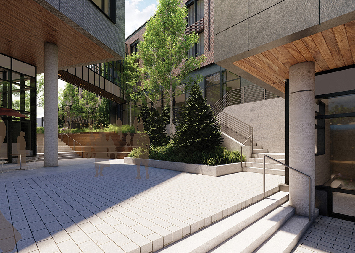 Univeristy Hill Hotel Rendering Exterior Elevated View Plaza Sky Bridge 2023 06 07 151729
