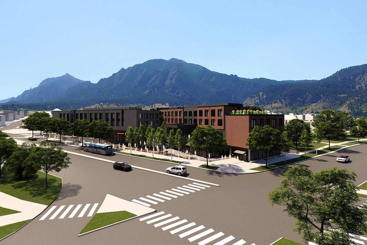 Univeristy Hill Hotel Rendering Exterior Elevated View West 2023 06 07 151718